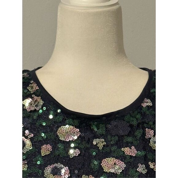 Aura Beyond Fiercer navy blue sequin long sleeve side slit midi dress M - Picture 11 of 16